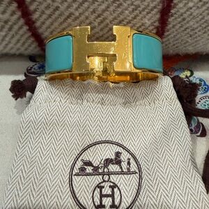 Hermès Gold and Turquoise Cuff Bracelet